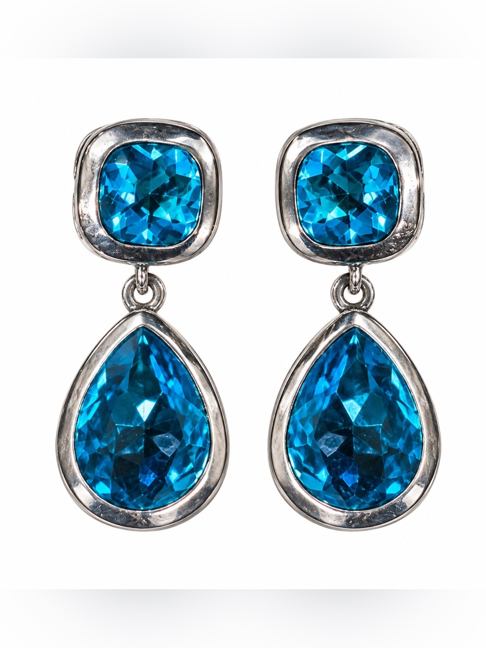 Betsey Johnson Blue Teardrop & Cushion Crystal Drop Earrings - Women Jewelry